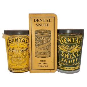 Vtg 1940 Dental Scotch Sweet Empty Jars & Unused 1941 Notepad American Co.
